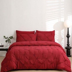 Luna Home 6-Piece Comforter Set, 1 Comforter + 1 Fitted Sheet + 4 Pillow Cases, King, Red