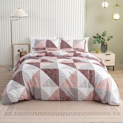 Deals For Less 4-Piece Luna Home Stripe Design Bedding Set, 1 Duvet Cover + 1 Fitted Sheet + 2 Pillow Covers, Single, Light Brown