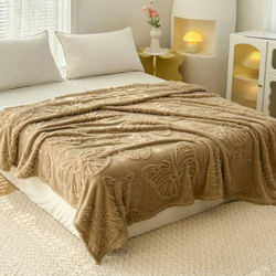 Deals For Less Luna Home 3D Imitation Butterfly Fleece Soft Blanket, Camel