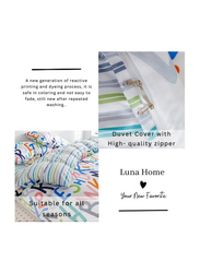 Deals For Less Luna Home 6-Piece Reversible Alphabet Design Stripped Bedsheet and Rainbow Colors Duvet Cover without Filler, 1 Duvet Cover + 1 Fitted Sheet + 4 Pillow Cases, Queen/Double, Multicolour