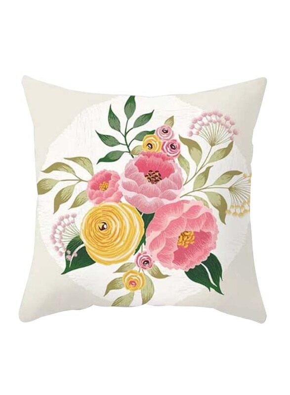 

Deals for Less Pink & Yellow Flower Design Decorative Cushion Cover, Multicolour