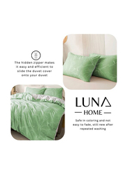 Luna Home 6-Piece Without Filler, Twigs Design Bedding Set, 1 Duvet Cover + 1 Flat Bedsheet + 4 Pillow Covers, Green, Queen Size