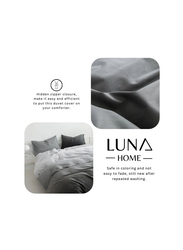 Luna Home 6-Piece Duvet Cover Set, 1 Duvet Cover + 1 Fitted Sheet + 4 Pillow Covers, King, Ombre Dark Grey