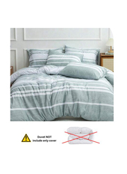 Deals For Less 6-Piece Luna Home Stripe Design Bedding Set, 1 Duvet Cover + 1 Fitted Sheet + 4 Pillow Covers, King, Grey