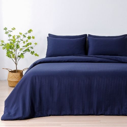 Deals For Less 6-Piece Luna Home Stripe Design Bedding Set, 1 Duvet Cover + 1 Flat Sheet + 4 Pillow Covers, Queen, Light Brown