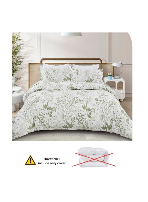 Deals For Less Luna Home 6-Piece Green Plant Leaf Design Duvet Cover Set, 1 Duvet Cover + 1 Flat Sheet + 4 Pillow Cases, Queen, Green