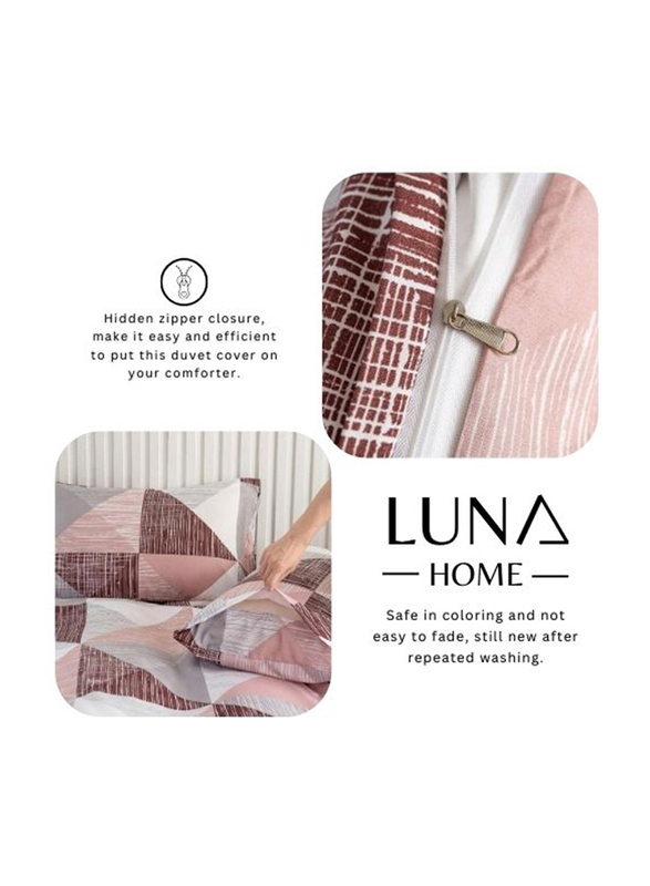 Deals For Less 4-Piece Luna Home Stripe Design Bedding Set, 1 Duvet Cover + 1 Fitted Sheet + 2 Pillow Covers, Single, Grey