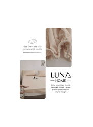 Luna Home 3-Piece Fitted Sheet Set, 1 Fitted Sheet + 2 Pillow Covers, King, Beige