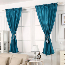 Deals For Less Luna Home Elegant Tulle Short Window Curtain Set with 2 Curtain Holder, 2 Pieces, Aquamarine