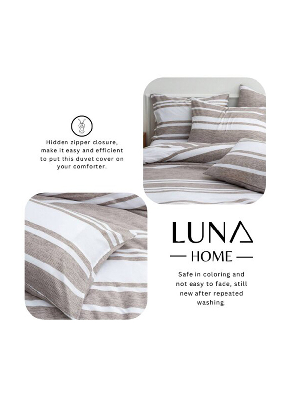 Deals For Less 6-Piece Luna Home Simply Geometric Print Bedding Set, 1 Duvet Cover + 1 Flat Sheet + 4 Pillow Covers, King, Old Rose/Grey