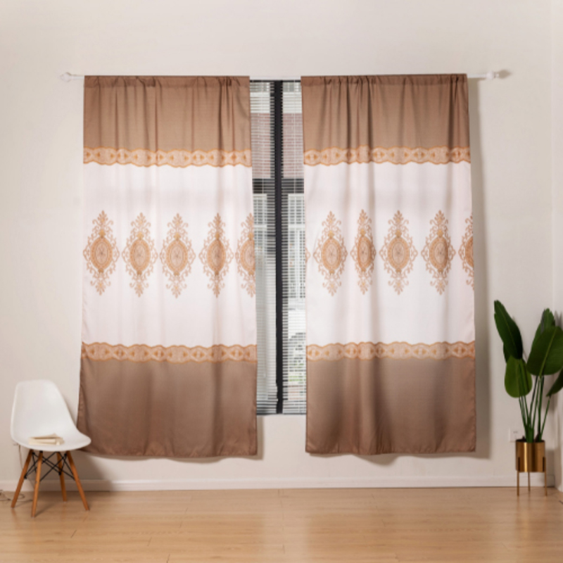 Deals For Less Luna Home Modern Print Window Curtains Set, 2 Pieces, Brown/White