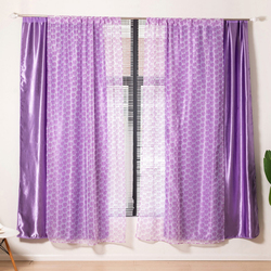 Deals For Less Luna Home Modern Drape Tulle Double layer Window Curtains Set, 2 Pieces, Purple