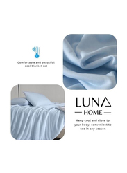 Luna Home 3-Piece Icy Silky Summer Cool Quilt Set, 1 Quilt + 2 Pillow Covers, Blue/Grey, One Size