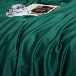 Luna Home 4-Piece Plain Emerald Bedding Set without Filler, 1 Duvet Cover + 1 Fitted Sheet + 2 Pillow Cases, Single, Green