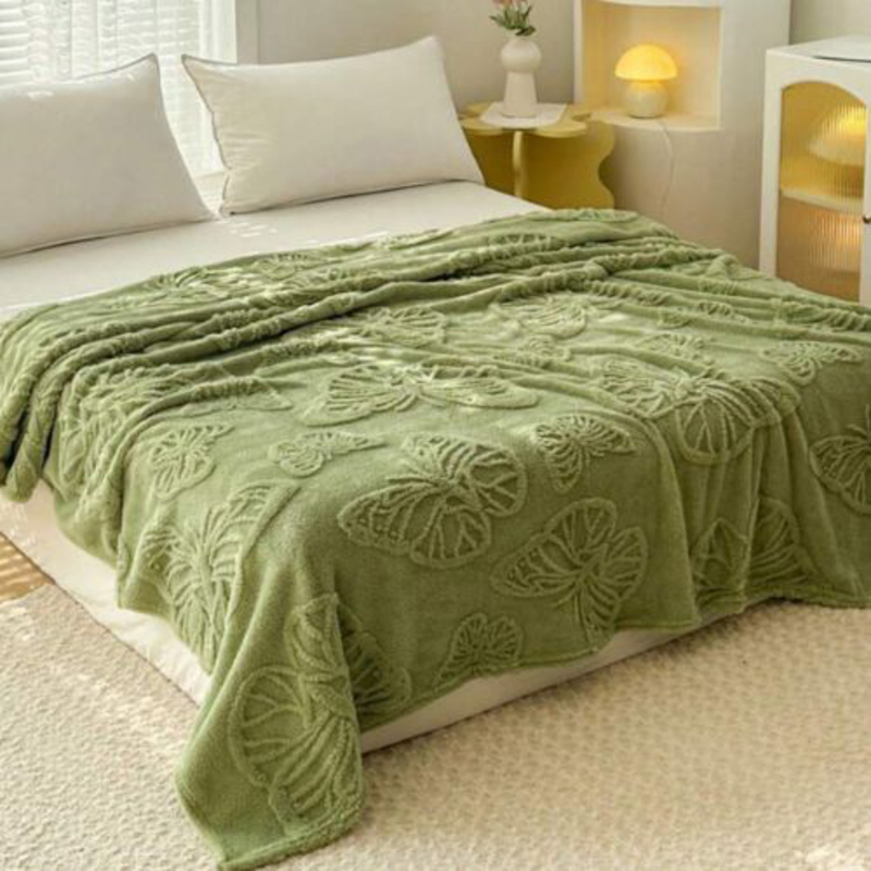 Deals For Less Luna Home 3D Imitation Butterfly Fleece Soft Blanket, Green