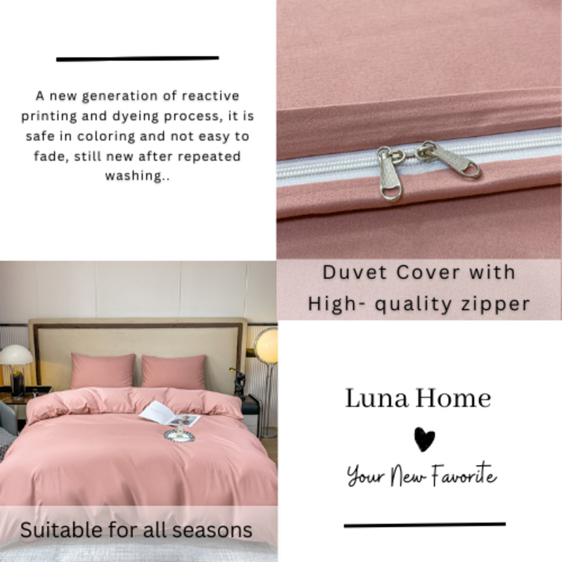 Luna Home Premium Quality Double/Queen Size 6 Pieces, Duvet Cover Set, Old Pink