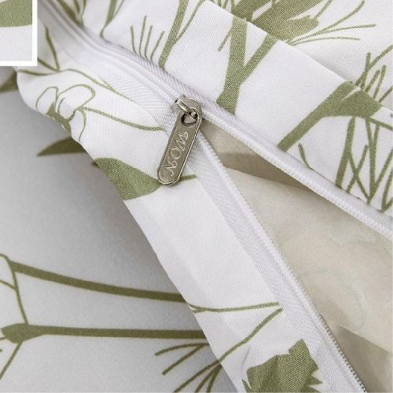 Deals For Less Luna Home 6-Piece Green Plant Leaf Design Duvet Cover Set, 1 Duvet Cover + 1 Flat Sheet + 4 Pillow Cases, Queen, Green