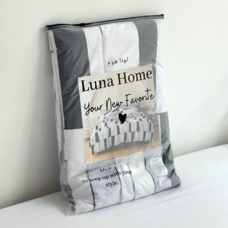 Deals For Less Luna Home 6-Piece Geometric Design Duvet Cover Set, 1 Duvet Cover + 1 Flat Sheet + 4 Pillow Cases, Queen/Double Size, Light Blue