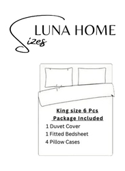 Deals For Less Luna Home 6-Piece Plain Bedding Set, 1 Duvet Cover + 1 Fitted Sheet + 4 Pillow Cases, Silky Satin, King Size, Silver Grey