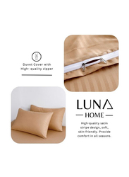 Deals For Less 6-Piece Luna Home Stripe Design Bedding Set, 1 Duvet Cover + 1 Flat Sheet + 4 Pillow Covers, Queen, Black