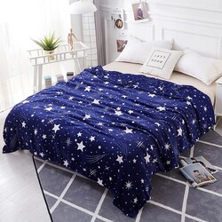 Deals for Less Stars Design Soft Fleece Blanket, Blue/White, Double