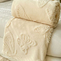 Deals For Less Luna Home 3D Imitation Butterfly Fleece Soft Blanket, Ivory