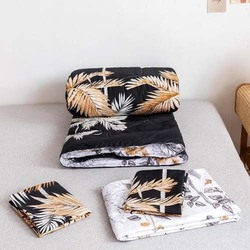 Deals for Less 4-Piece Palm Leaves Design Comforter Set, 1 Comforter + 1 Bedsheet + 2 Pillow Covers, King/Queen, Multicolour