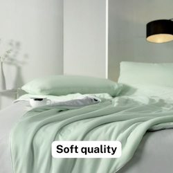 Luna Home 3-Piece Icy Silky Summer Cool Quilt Set, 1 Quilt + 2 Pillow Covers, Green/Grey, One Size