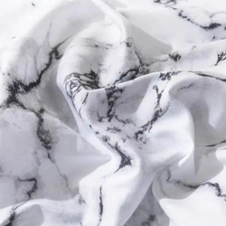 Luna Home 6-Piece Marble Design Bedding Set, 1 Duvet Cover + 1 Flat Bedsheet + 4 Pillow Covers, White/Black, Queen/Double Size