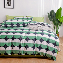 Luna Home 6-Piece Circle Design without Filler Bedding Set, 1 Duvet Cover + 1 Flat sheet + 4 Pillow Covers, Double/Queen, Green
