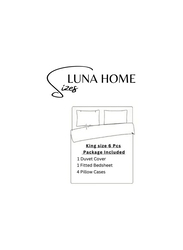 Luna Home 6-Piece Duvet Cover Set, 1 Duvet Cover + 1 Fiat Sheet + 4 Pillow Covers, Queen, Black