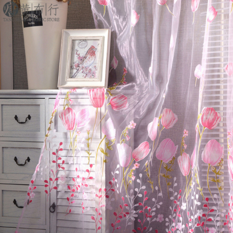 Deals For Less Luna Home Tulip Tulle Window Sheer Curtains Set, 2 Pieces, Pink