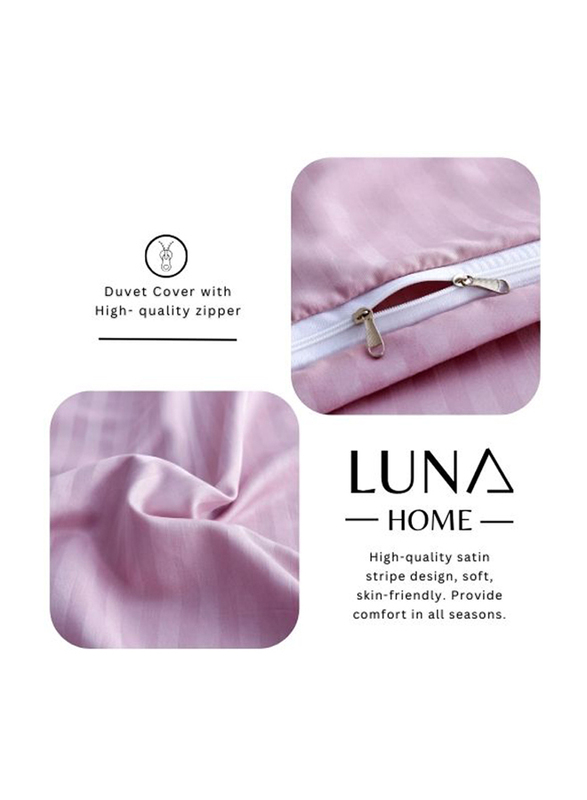 Deals For Less 6-Piece Luna Home Stripe Design Bedding Set, 1 Duvet Cover + 1 Flat Sheet + 4 Pillow Covers, Queen, Grey