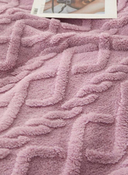 Luna Home 1-Piece Throw Striped Taffeta Fleece Blanket Super Soft, Purple, One Size