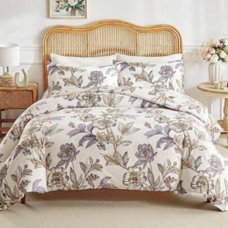 

LUNA Home-King size 6-piece floral damask duvet cover set.