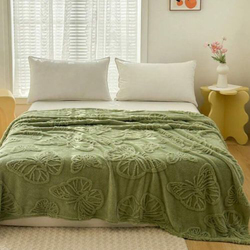 Deals For Less Luna Home 3D Imitation Butterfly Fleece Soft Blanket, Green