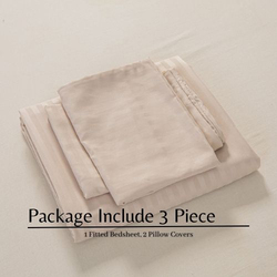 Luna Home 3-Piece Fitted Sheet Set, 1 Fitted Sheet + 2 Pillow Covers, Queen, Beige