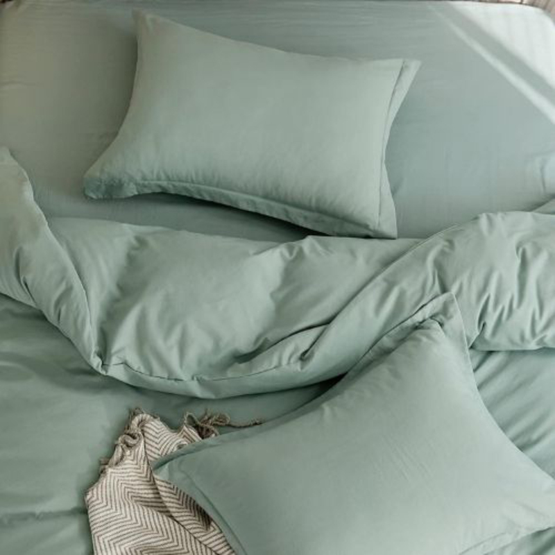 Luna Home 6-Piece Duvet Cover Set, 1 Duvet Cover + 1 Fiat Sheet + 4 Pillow Covers, Queen, Green