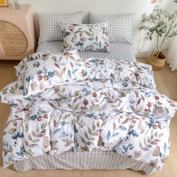 Deals For Less 6-Piece Floral Design Bedding Set, without Filler, 1 Duvet Cover + 1 Flat Sheet + 4 Pillow Covers, Light Brown, Queen/Double