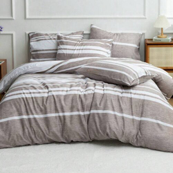 Deals For Less 6-Piece Luna Home Simply Geometric Print Bedding Set, 1 Duvet Cover + 1 Flat Sheet + 4 Pillow Covers, King, Old Rose/Grey