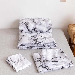 Deals for Less 4-Piece Marble Design Comforter Set, 1 Comforter + 1 Bedsheet + 2 Pillow Covers, King/Queen, Black/White