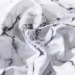 Luna Home 6-Piece Marble Design Bedding Set, 1 Duvet Cover + 1 Flat Bedsheet + 4 Pillow Covers, White/Black, King Size