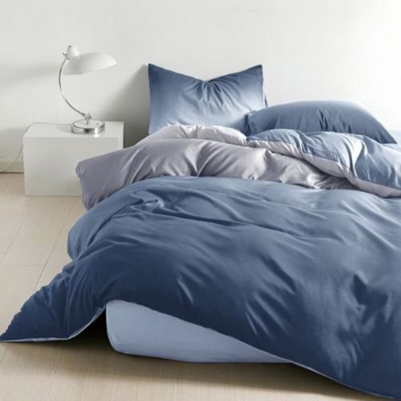 Luna Home 4-Piece Duvet Cover Set, 1 Duvet Cover + 1 Fitted Sheet + 2 Pillow Covers, Single, Ombre Blue