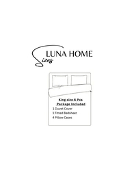 Luna Home 6-Piece Duvet Cover Set, 1 Duvet Cover + 1 Fiat Sheet + 4 Pillow Covers, Queen, Light Grey