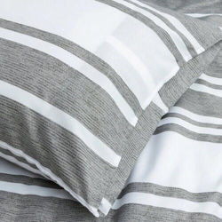 Deals For Less Luna Home 6-Piece Stripe Design Bedding Set, 1 Duvet Cover + 1 Flat Sheet + 4 Pillow Cases, King Size, Grey