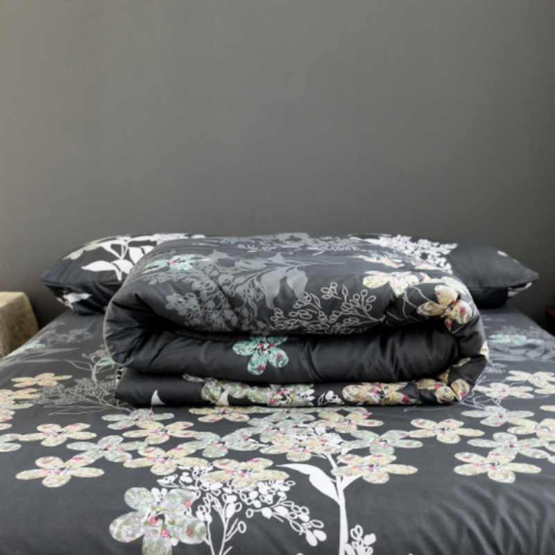 Deals For Less 4-Piece Floral Design Comforter Set, 1 Comforter + 1 Bedsheet + 2 Pillow Cases, King/Queen, Pebble Grey