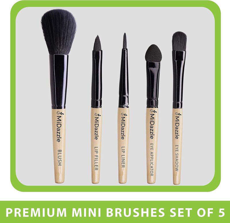 Midazzle Premium Wooden Mini make up Brush Set (PACK OF 5)