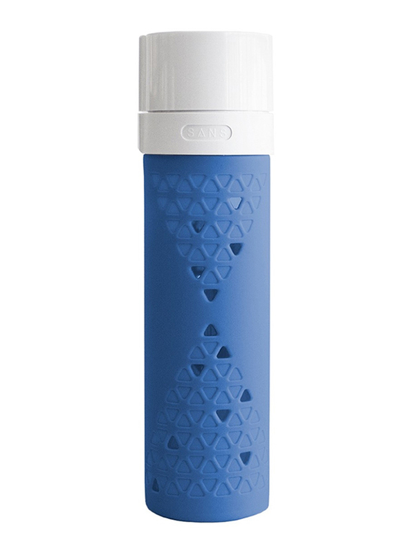 Sans 16 Oz Vacuum Sealed Glass Water Bottle, Berry Blue