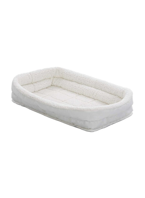 

Midwest Quiet Time Deluxe Fleece Double Bolster Crate Bed, 18-inch, White