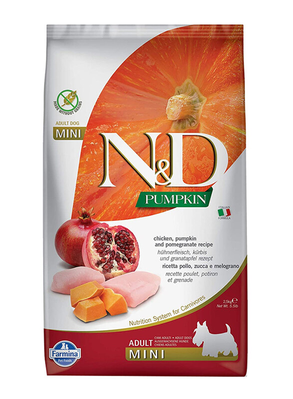 

Farmina N&D Pumpkin Chicken & Pomegranate Adult Mini Dog Dry Food, 2.5Kg